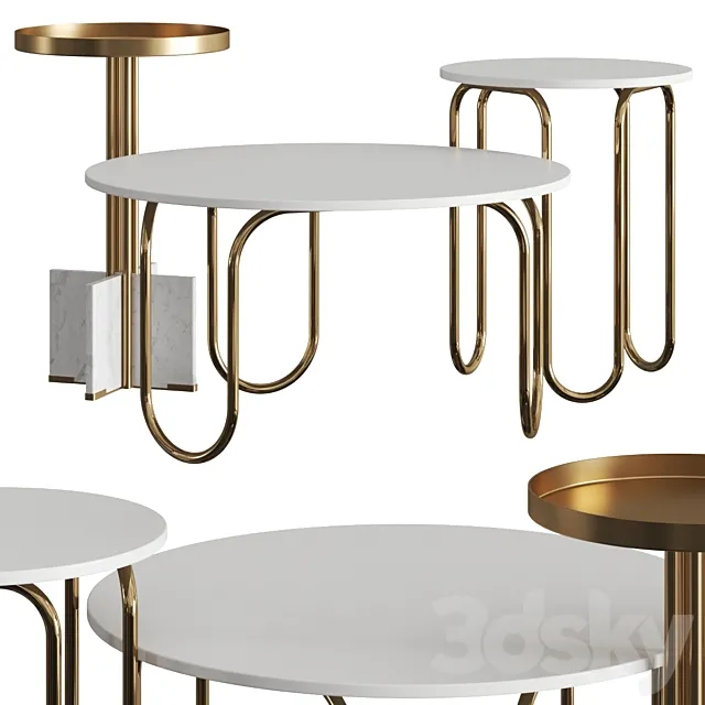 West Elm Nyla & Cecile Coffee Tables 3DModel