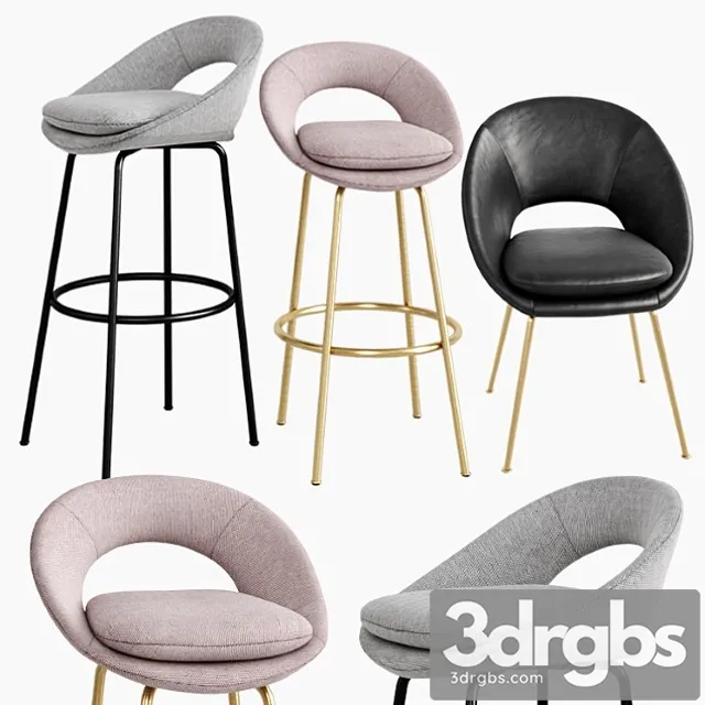 West elm orb dining chair & bar & counter stools 2 3D Model Download