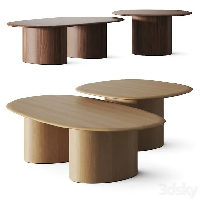 West Elm Organic Modular Coffee Tables 3D Model