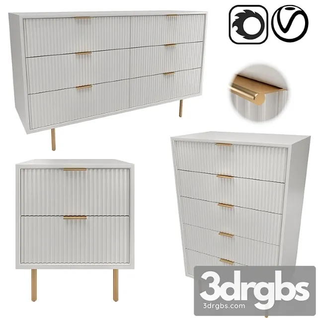 West elm quinn lacquer 2 3D Model Free