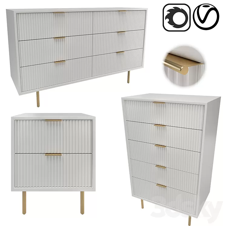 West elm quinn lacquer 3D Model