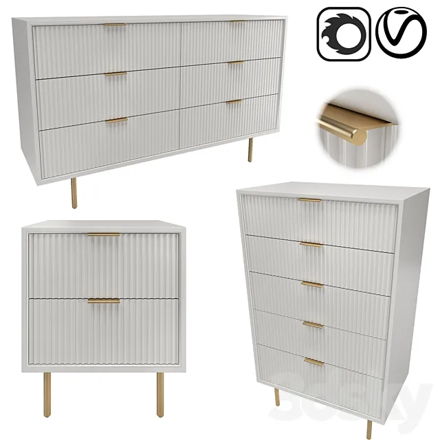 West elm quinn lacquer 3DModel