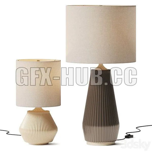 West Elm Roar Rabbit Ripple Ceramic Table Lamp 3D Model