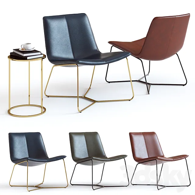 West Elm Slope Leather Lounge Chair 3D Model