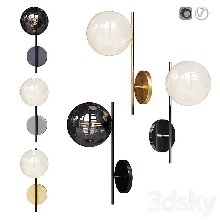 West Elm Sphere and Stem 1-Light Sconce 3D Model