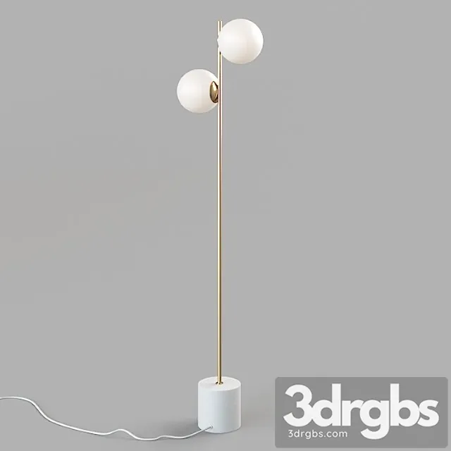 West Elm Sphere Stem Floor Lamp Brass 3D Model Free