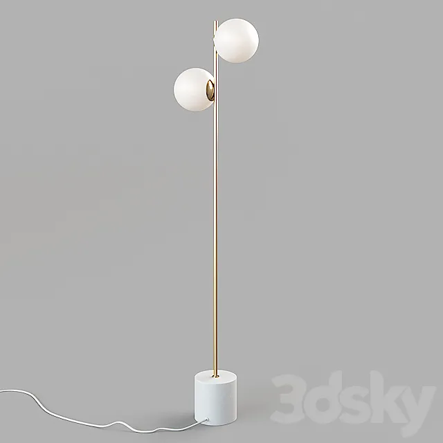 West Elm Sphere + Stem Floor Lamp - Brass 3D Model