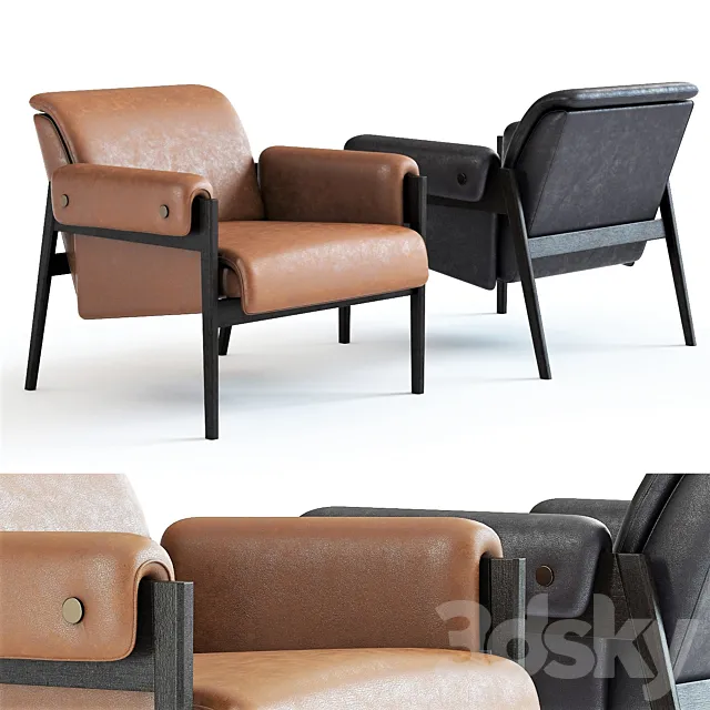 West Elm Stanton Leather Chair 3D Model