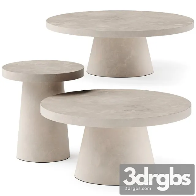 West Elm Two Tone Concrete Round Side Coffee Tables 3D Model Free