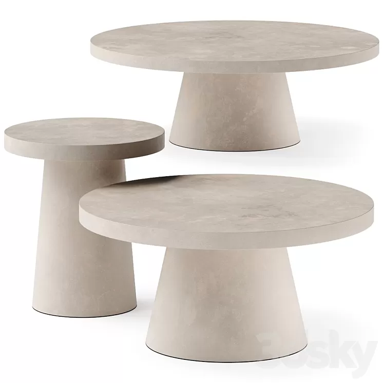 west elm Two-Tone Concrete Round Side Coffee Tables 3D Model
