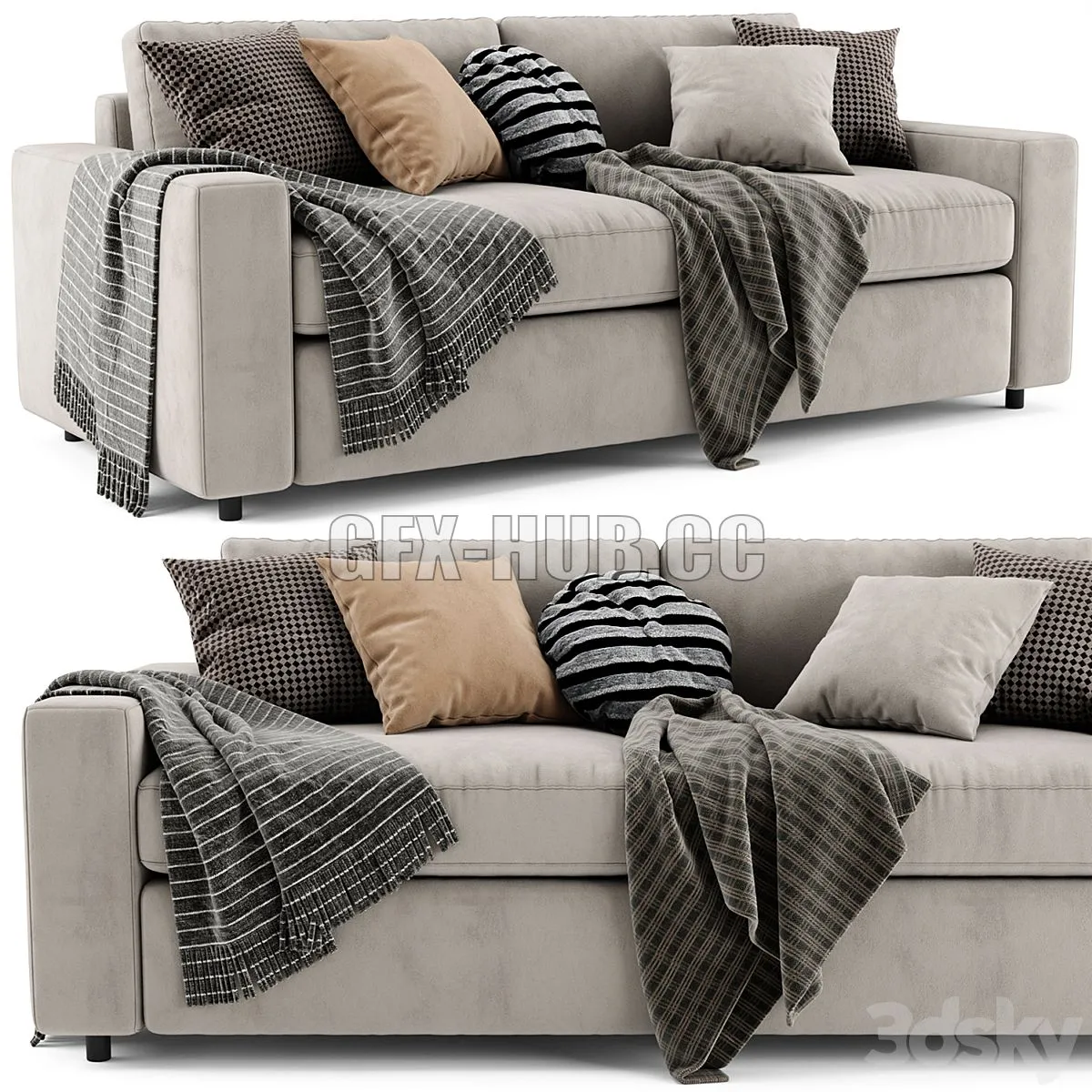 West Elm Urban 2 Seats Sofa 3D Model