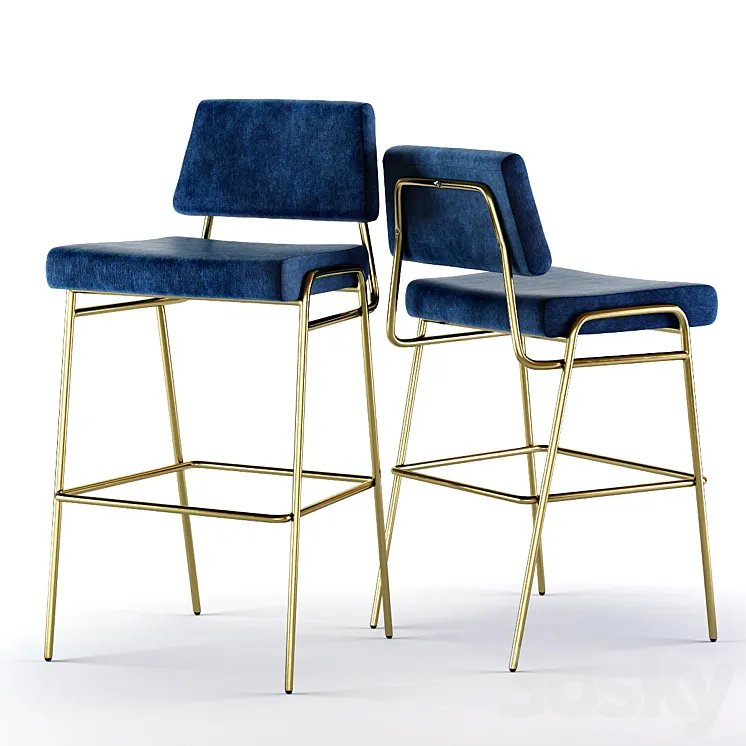 West Elm Wire Frame Bar and Counter Stools 3D Model Free
