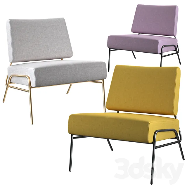 West Elm Wire Frame Slipper Chair 3D Model