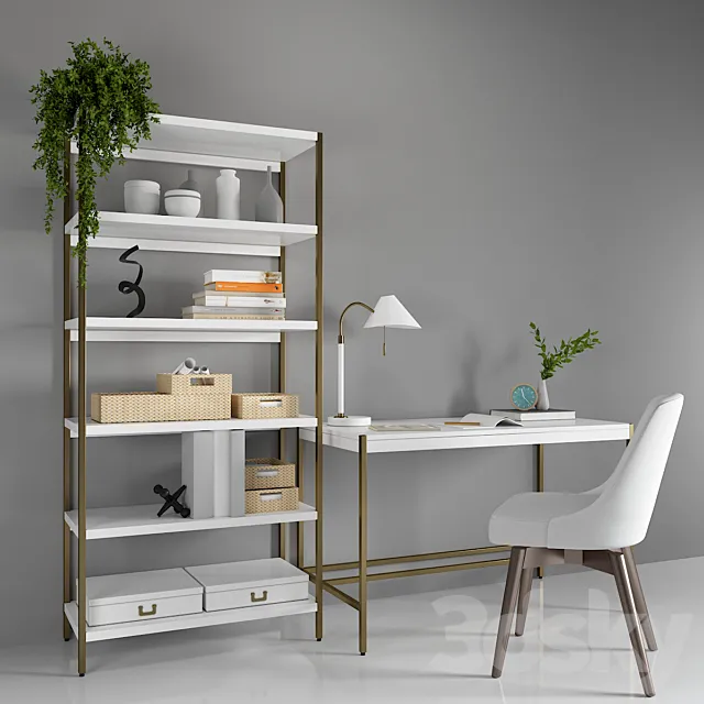 West Elm Zane Desk & Zane Wide Bookshelf & Swivel Office Chair Free Download