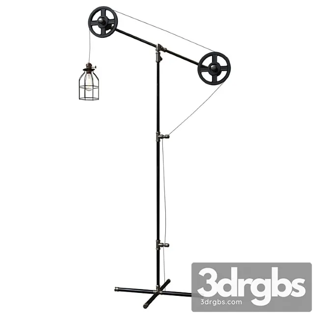 West ninth vintage pulley wheel floor lamp 3D Model Free