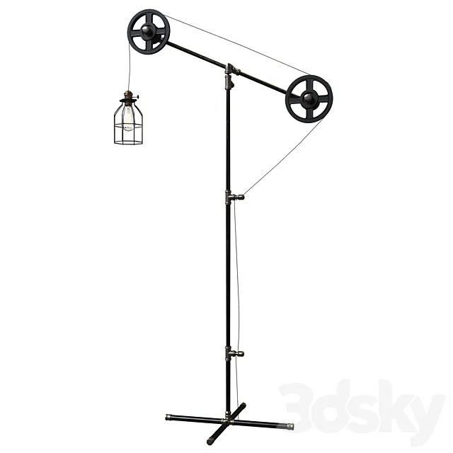 West Ninth Vintage Pulley Wheel Floor Lamp 3DModel