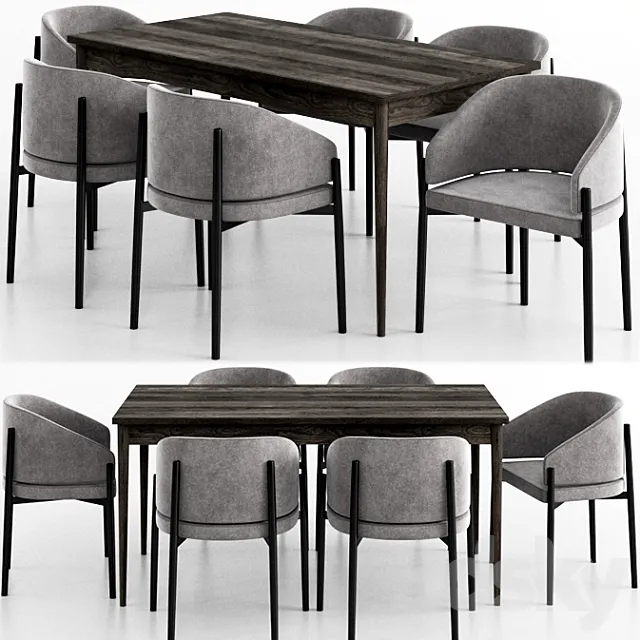 West_Elm _ & _ Porro_Dinning_Set 3D Model