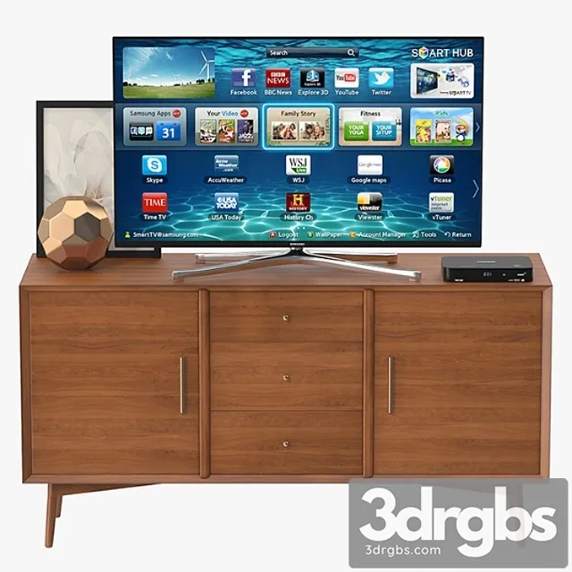 Westelm century media console 57 2 3D Model Free