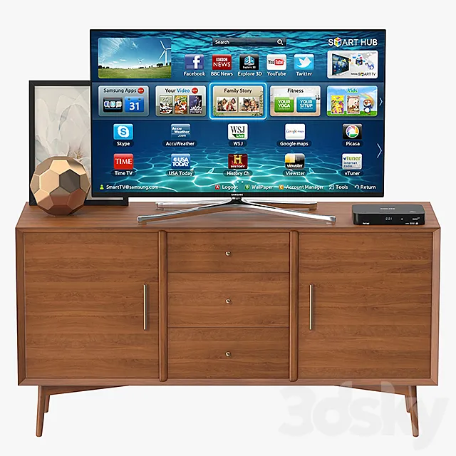 Westelm Century Media Console 57 3DModel