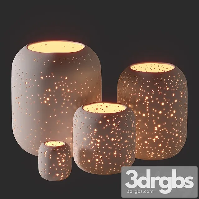 WestElm Pierced Constellation Ceramic Candleholders 3D Model Free