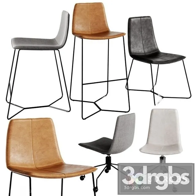 Westelm Slope Chair Set 3D Model Free