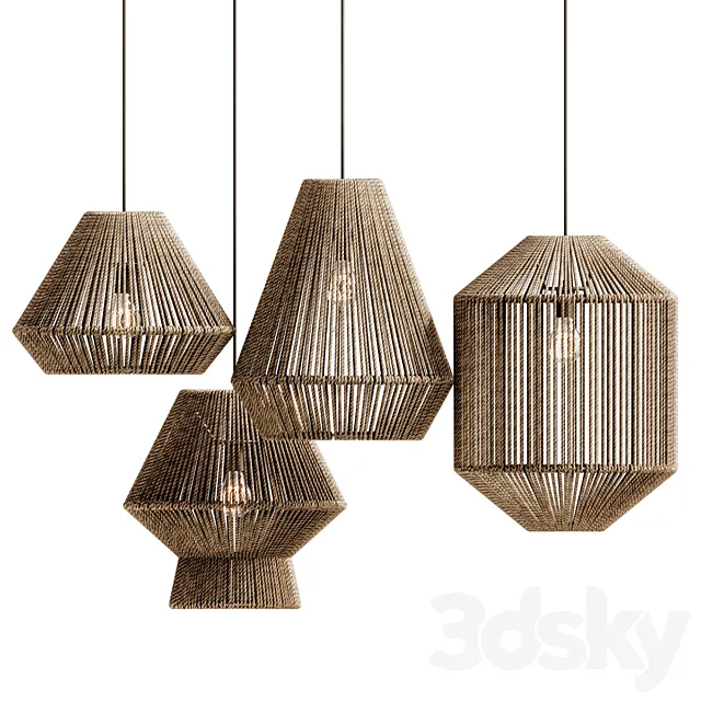 Westlake Seagrass Beige Pendant Shade Home Decor 3D Model