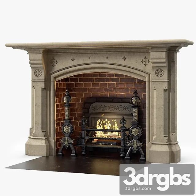 Westland london a large yorkstone gothic style antique fireplace stock no 14223 3D Model Free