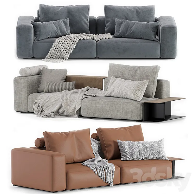 Westside Modular Sofa Poliform 2 Seat 3 Version 3D Model Free Download