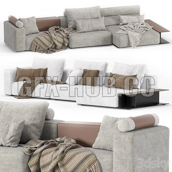 Westside Modular Sofa Poliform 3 Seat 2 Version 3D Model