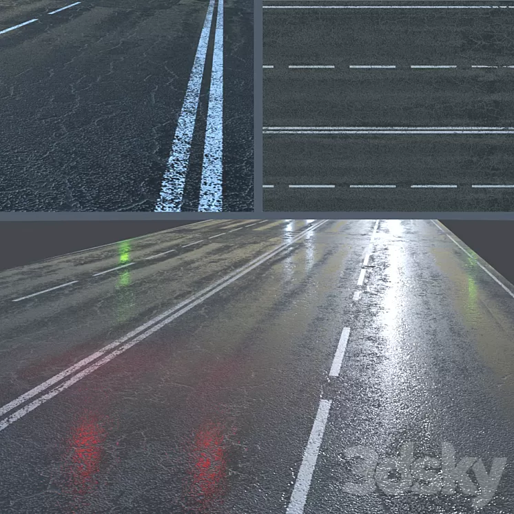 Wet asphalt 3D Model