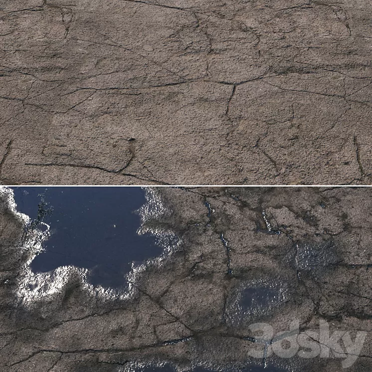 Wet asphalt material 05 4k seamless PBR 3D Model