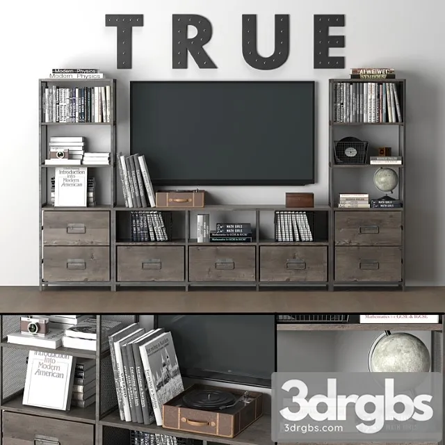 Wexler wide media wall set 3D Model Free