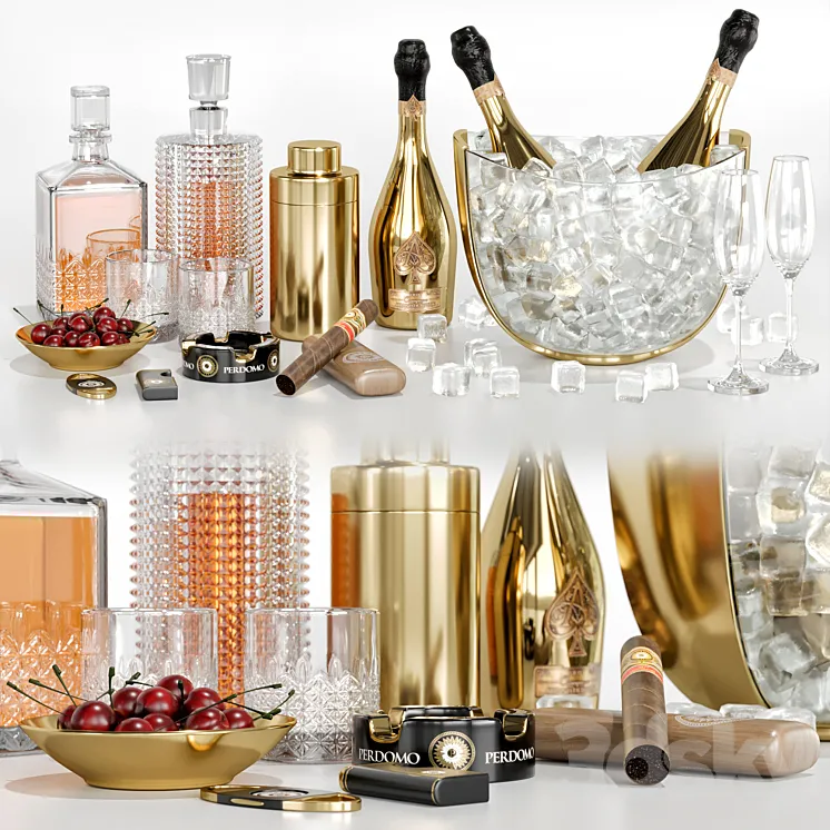 whiskey and champagne cocktail 3D Model Free