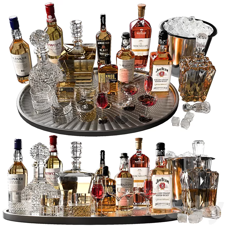 WHISKEY AND DECANTER SET NO4 3D Model