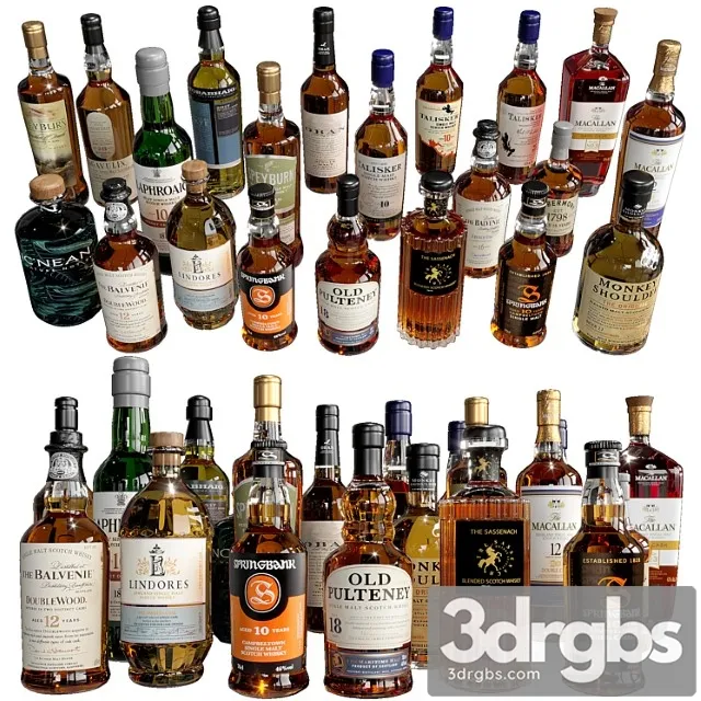 Whiskey and scotch bottle collection no4 3D Model Download