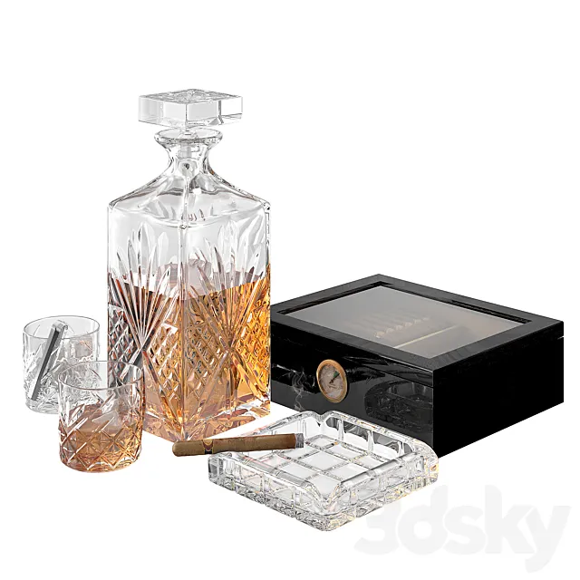 Whiskey and sigars 3DModel