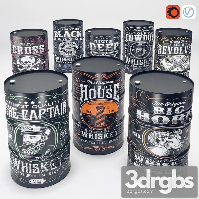 Whiskey oil barel 3D Model Free