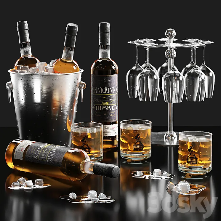 whiskey set 3D Model Free