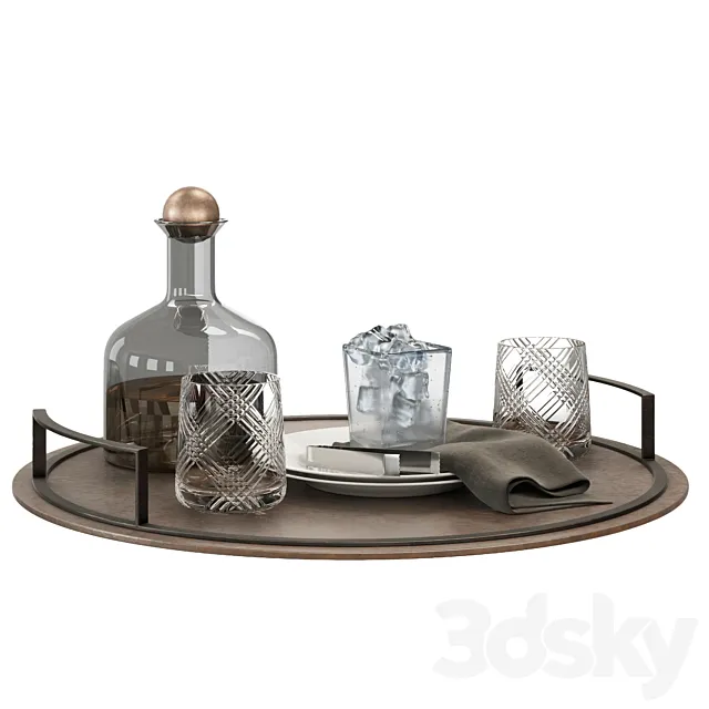 Whiskey Vintage Tray Set 3DModel