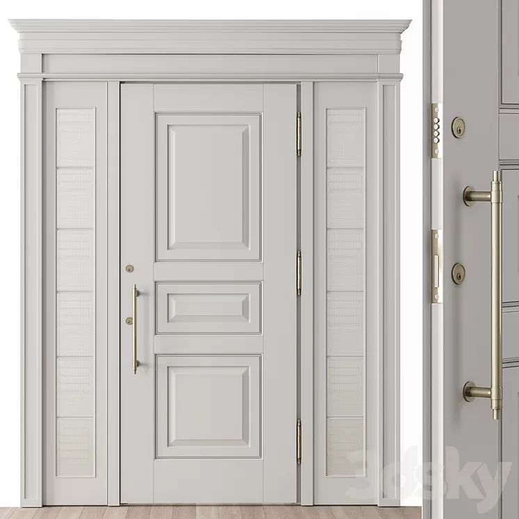 White and Glass Classic Front Door - Set 38 3D Model Free