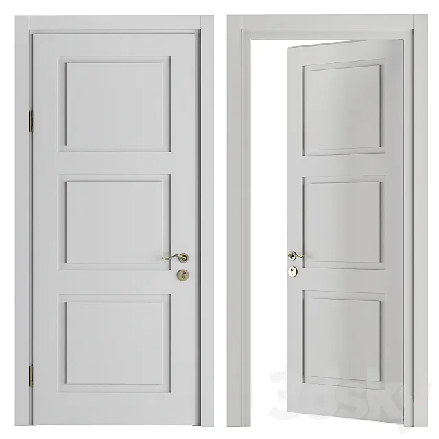 White and Gold Classic Door - Set 32 3D Model