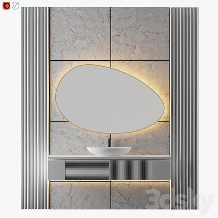 White Bathroom 02 3D Model