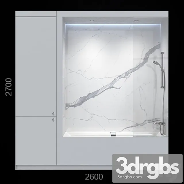 White Bathroom With Closet. 3D Model Free