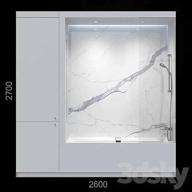 White bathroom with closet. 3D Model