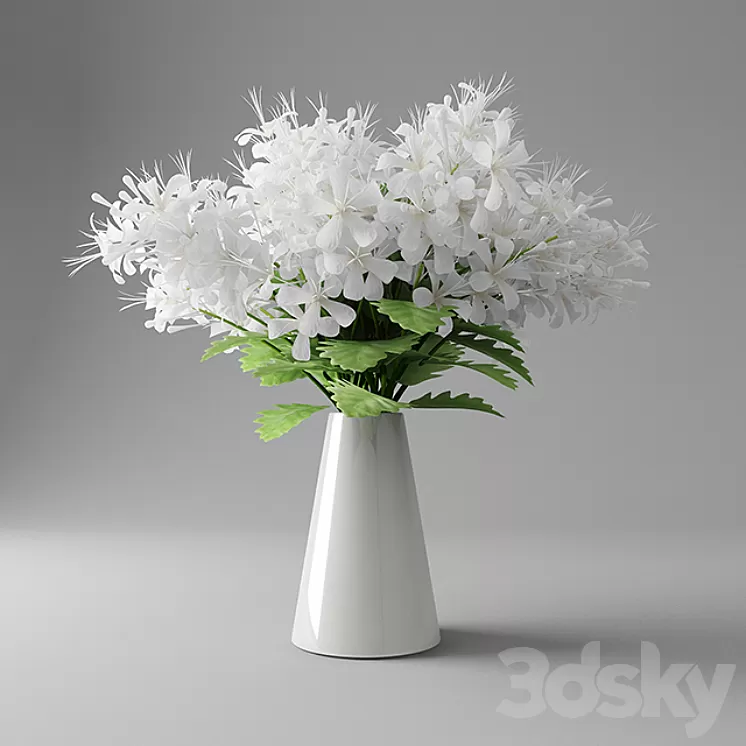 White butterfly in Vase 3D Model