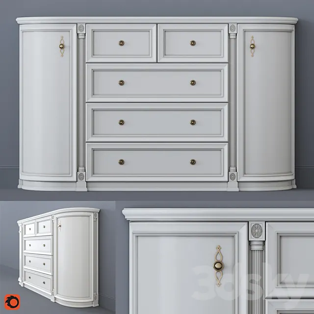 White chest of drawers 3D Model