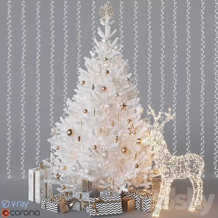 White christmas tree 3D Model