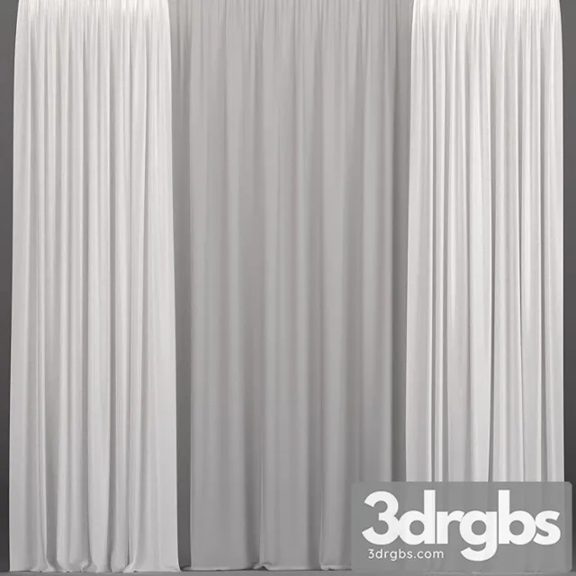 White curtains from tulle. 3D Model Free
