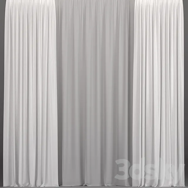 White curtains from tulle. 3DModel