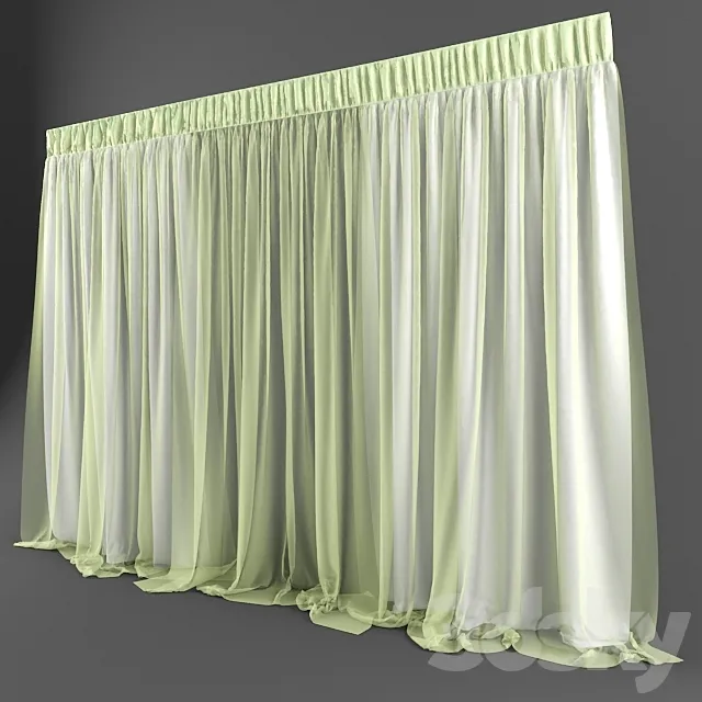 White curtains with citric veil 3DModel
